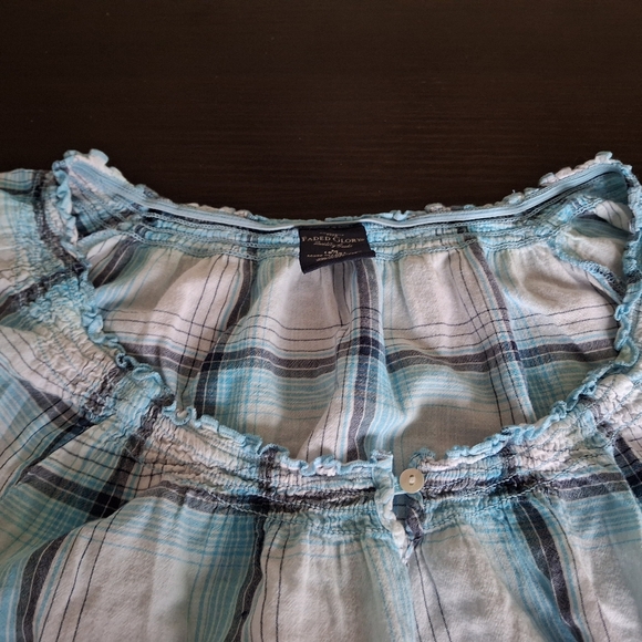 Faded Glory Plaid Blue and White Short Sleeve Shirt - Picture 4 of 6